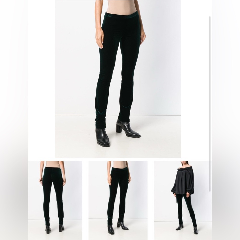 HAIDER ACKERMANN designer velvet leggings size 36 (size US 0) women’s dark green